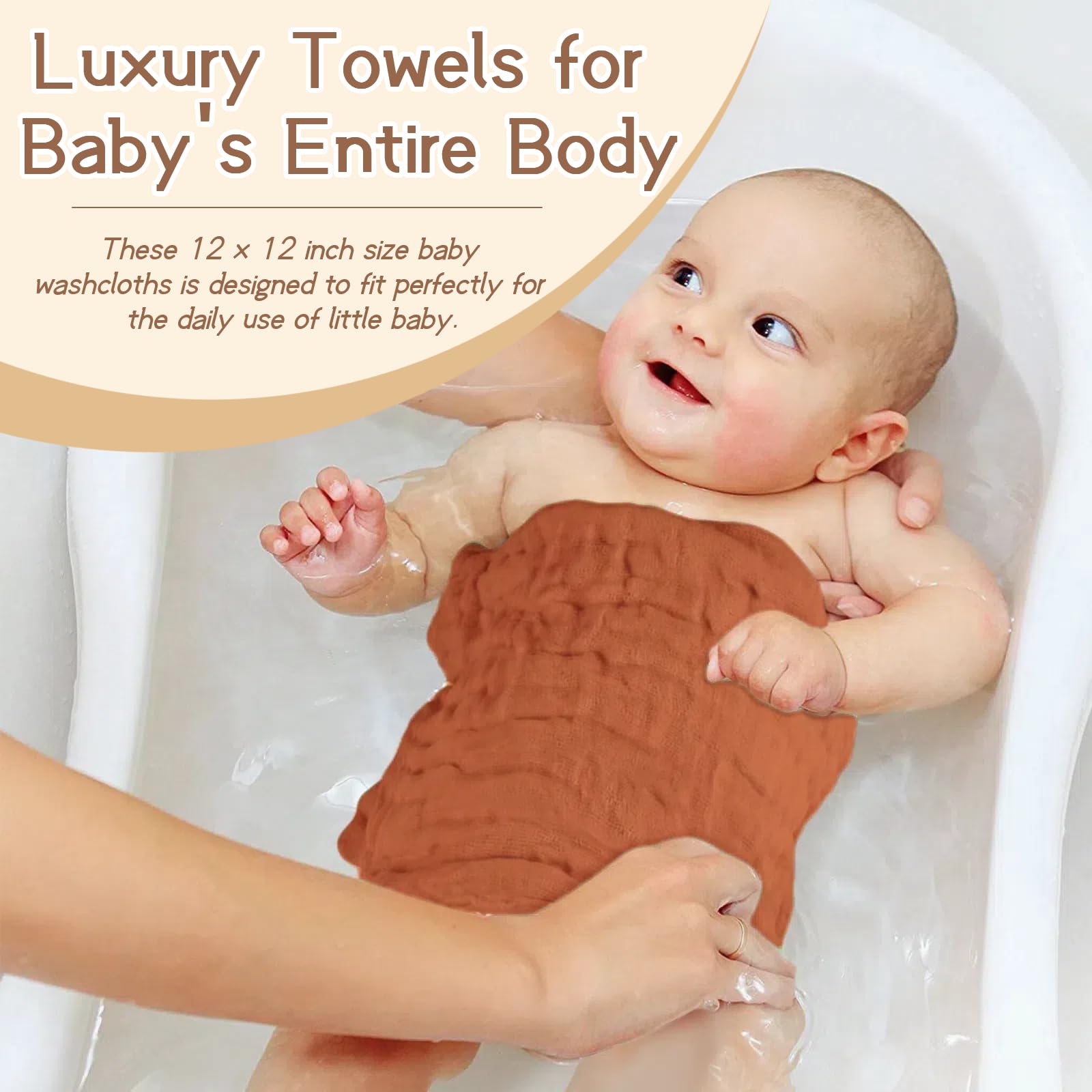 MUKIN soft muslin cotton washcloths feel airy and comfortable against delicate cheeks.