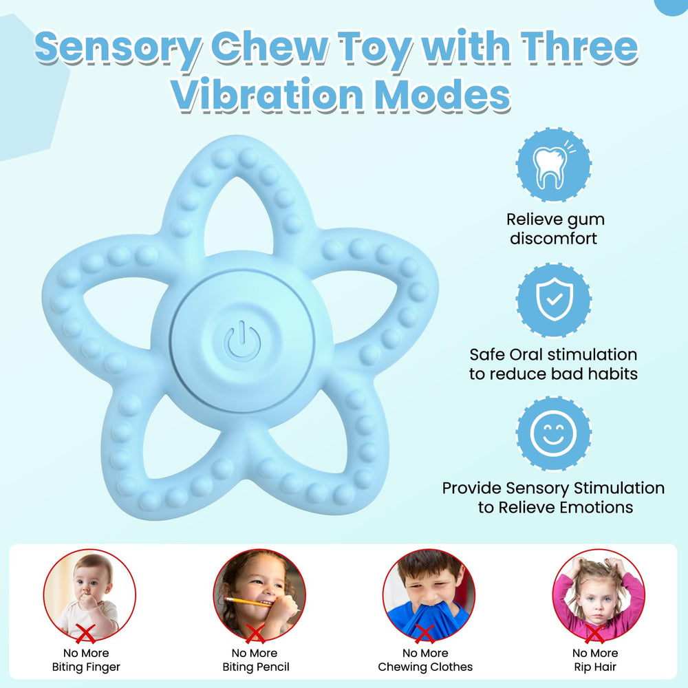 Mukoiber blue silicone texture close-up supporting safe chewing and exploration