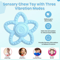 Mukoiber blue silicone texture close-up supporting safe chewing and exploration