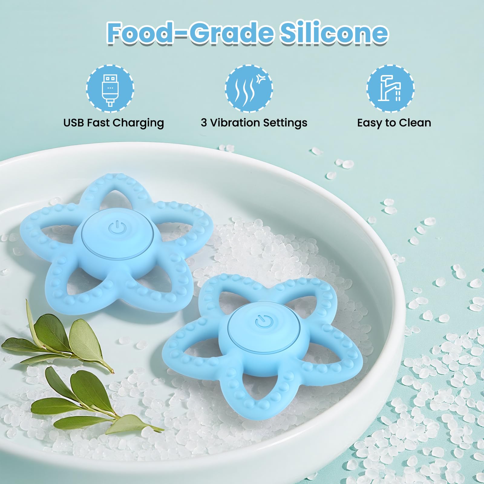 Mukoiber blue vibrating chew toy supports dual-use for babies and autism-friendly play