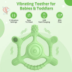 Mukoiber vibrating teether close-up silicone material.