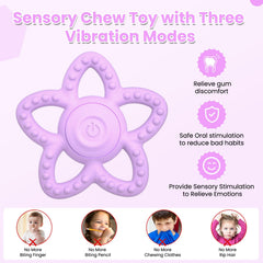 Mukoiber vibrating teether close-up showing silicone texture for safe, gentle teething.