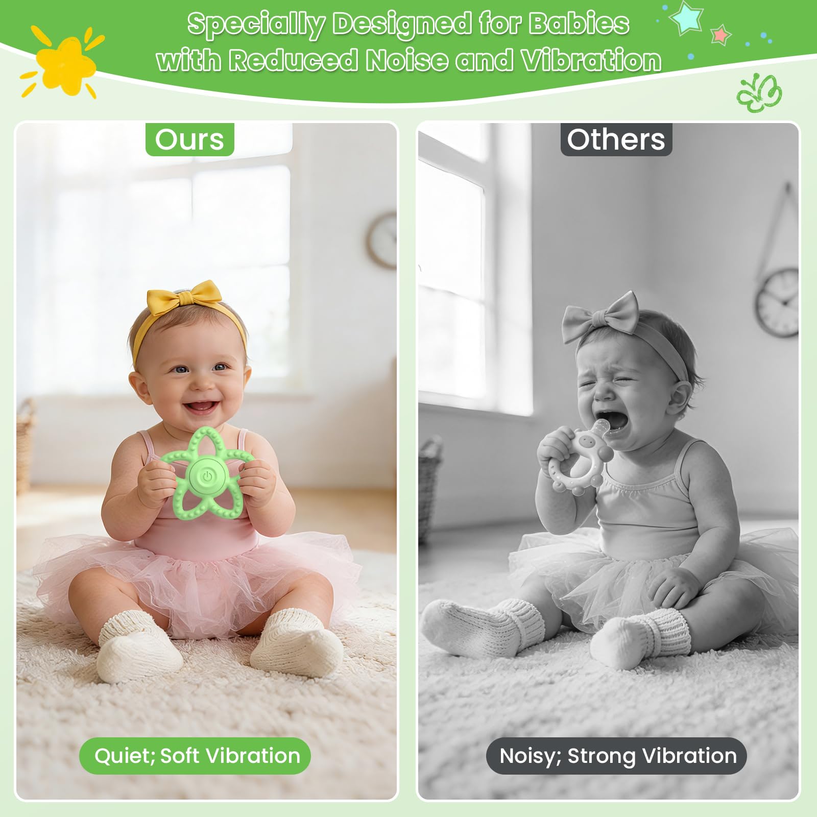 Mukoiber vibration modes close-up shows three adjustable settings for calmer soothing.