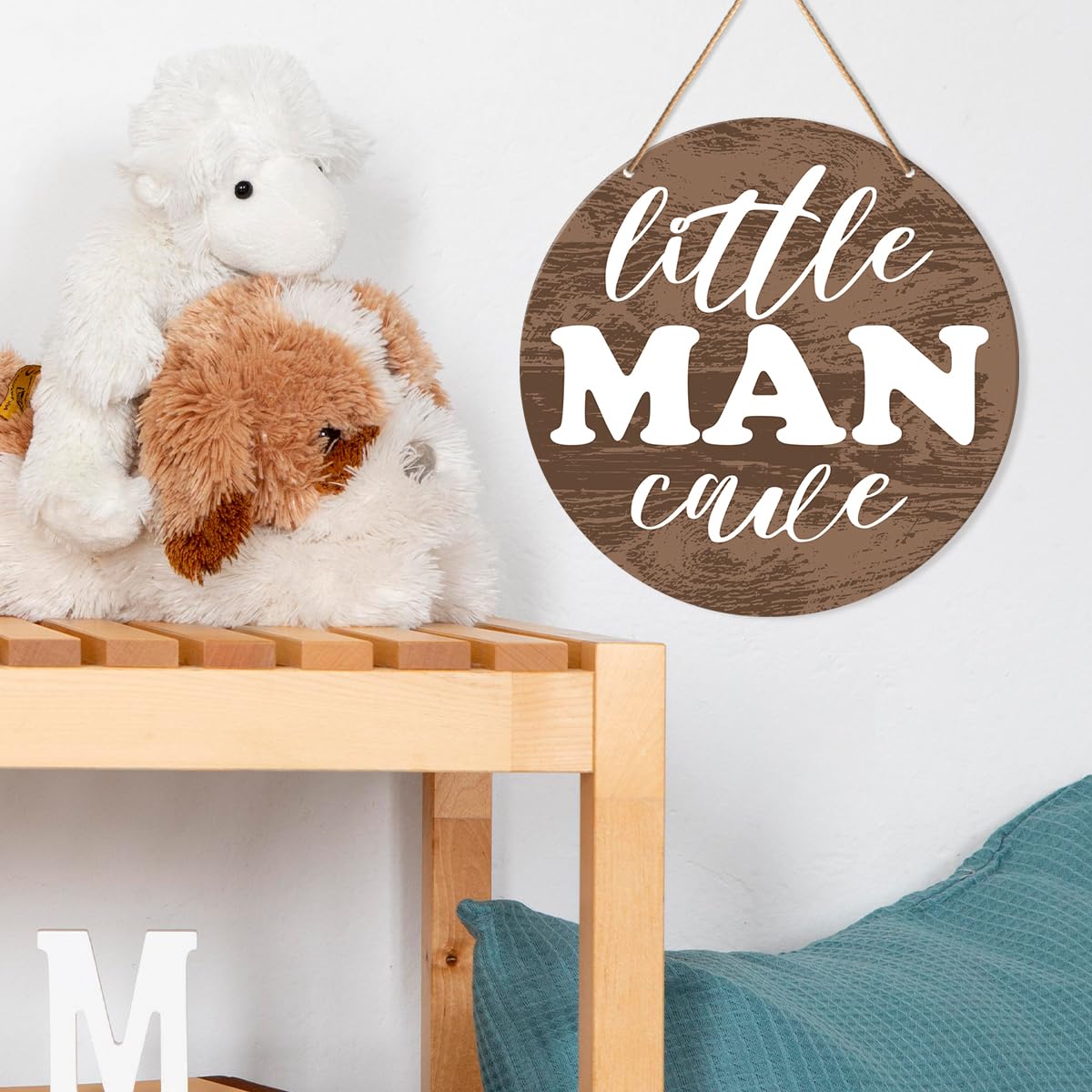 Muktoujaumai farmhouse boho sign adds charm to kids bedroom.