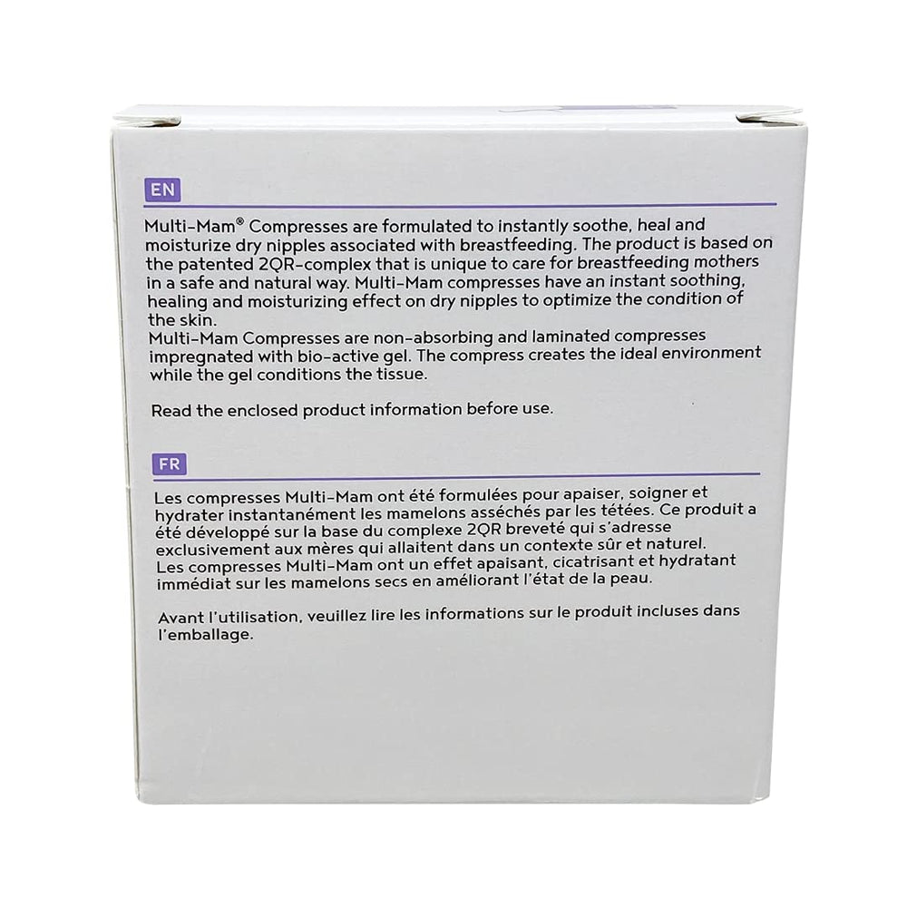 Multi-Mam brand label on compress sachets signals hygienic, ready-for-use care