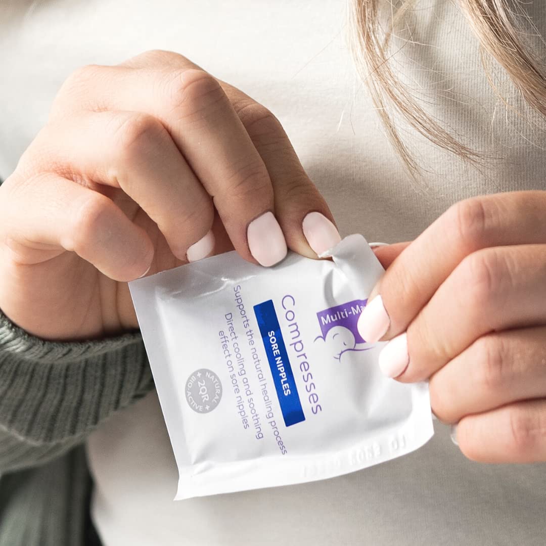 Multi-Mam nipple compress packaging shows ready-to-use sachets for on-demand comfort