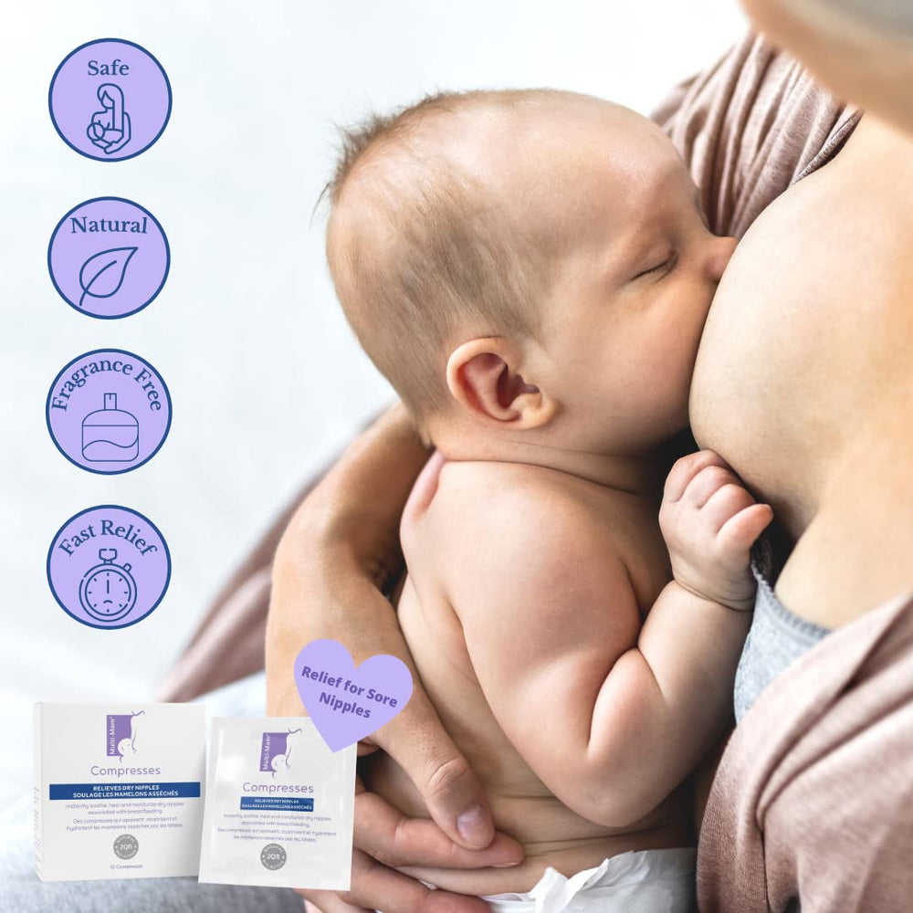 Multi-Mam nipple compress set arranged for quick, discreet soothing before nursing