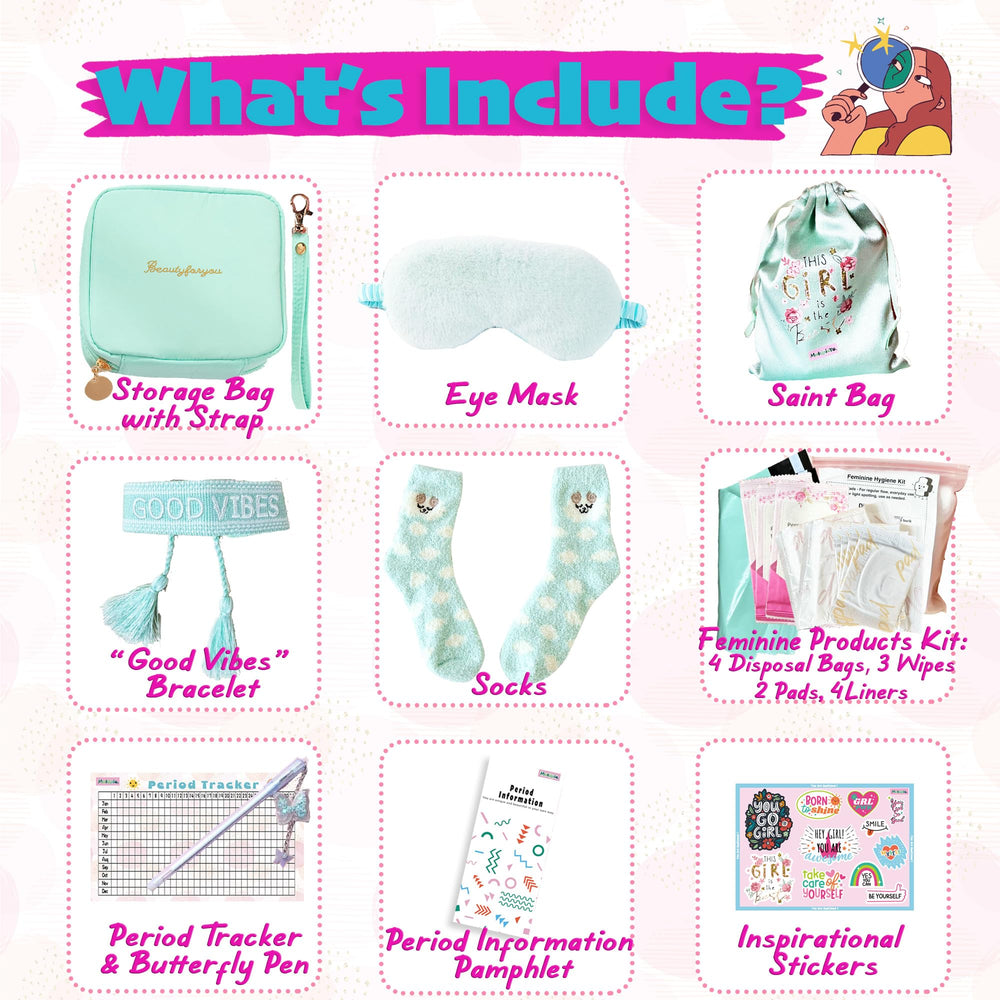 Multipieyo to-go period bag with pockets keeps feminine products ready on the go.