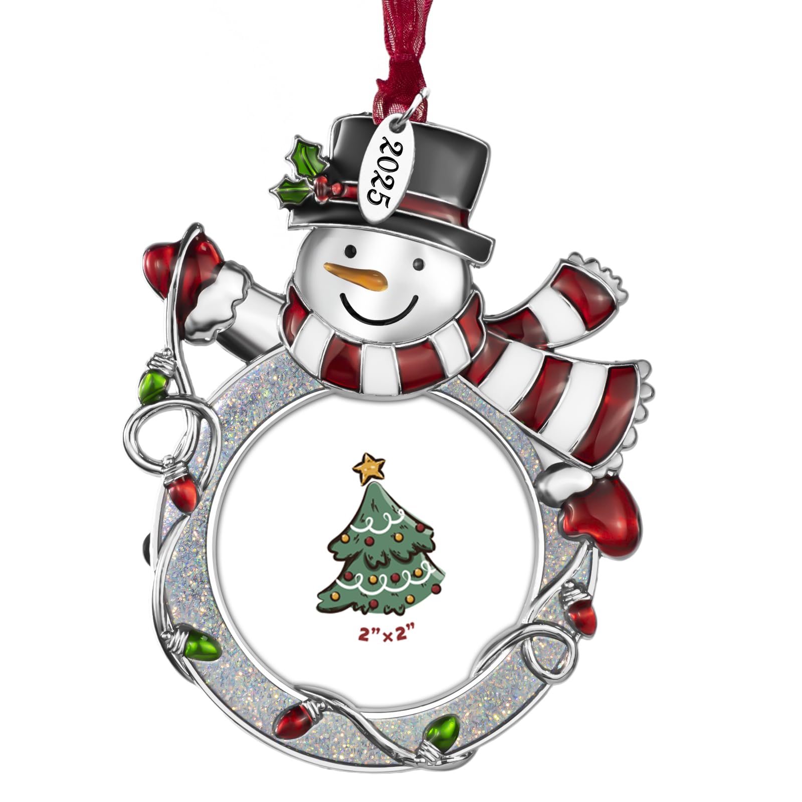 Mulumu snowman ornament photo frame with 2-inch display preserves memories