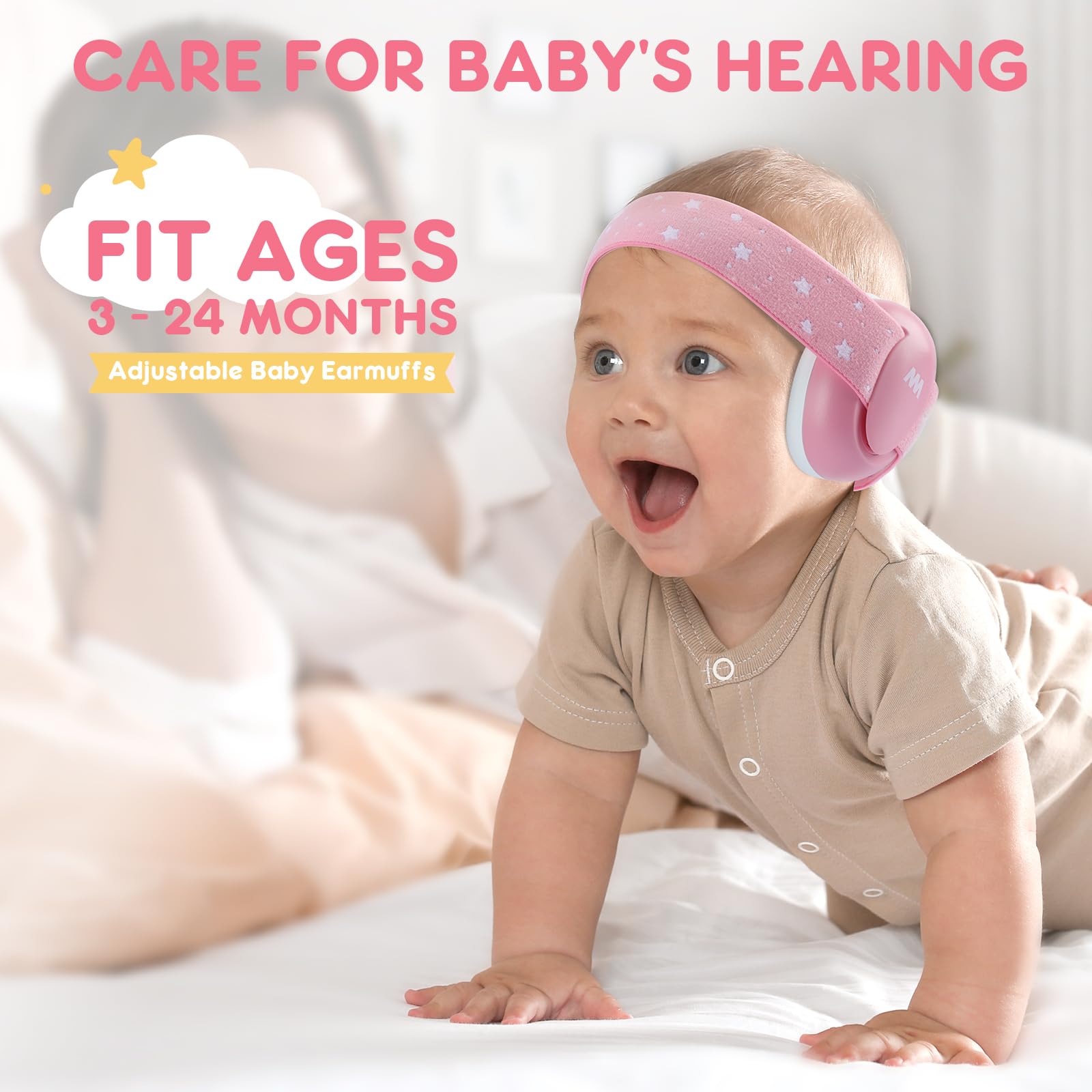 Mumba Baby Ear Protection adjustable-headband design ensures a secure fit.