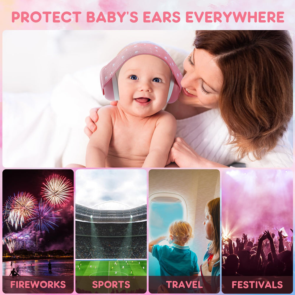 Mumba Baby Ear Protection anti-slip-elastic-headband stays in place during activity.