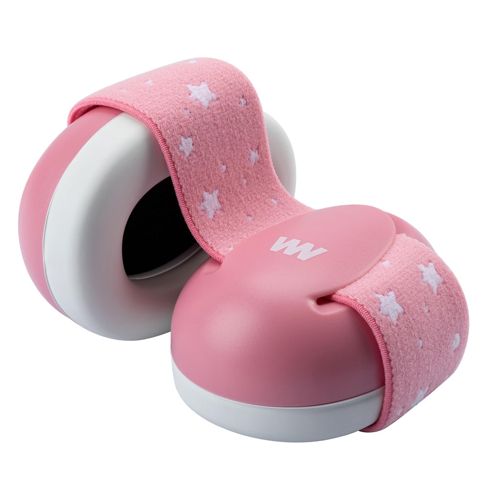 Mumba Baby Ear Protection noise-cancelling-headphones-star-pink protect tiny ears during naps.