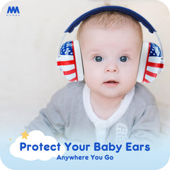 Mumba Baby Earmuffs with adjustable headband ensure a secure fit.