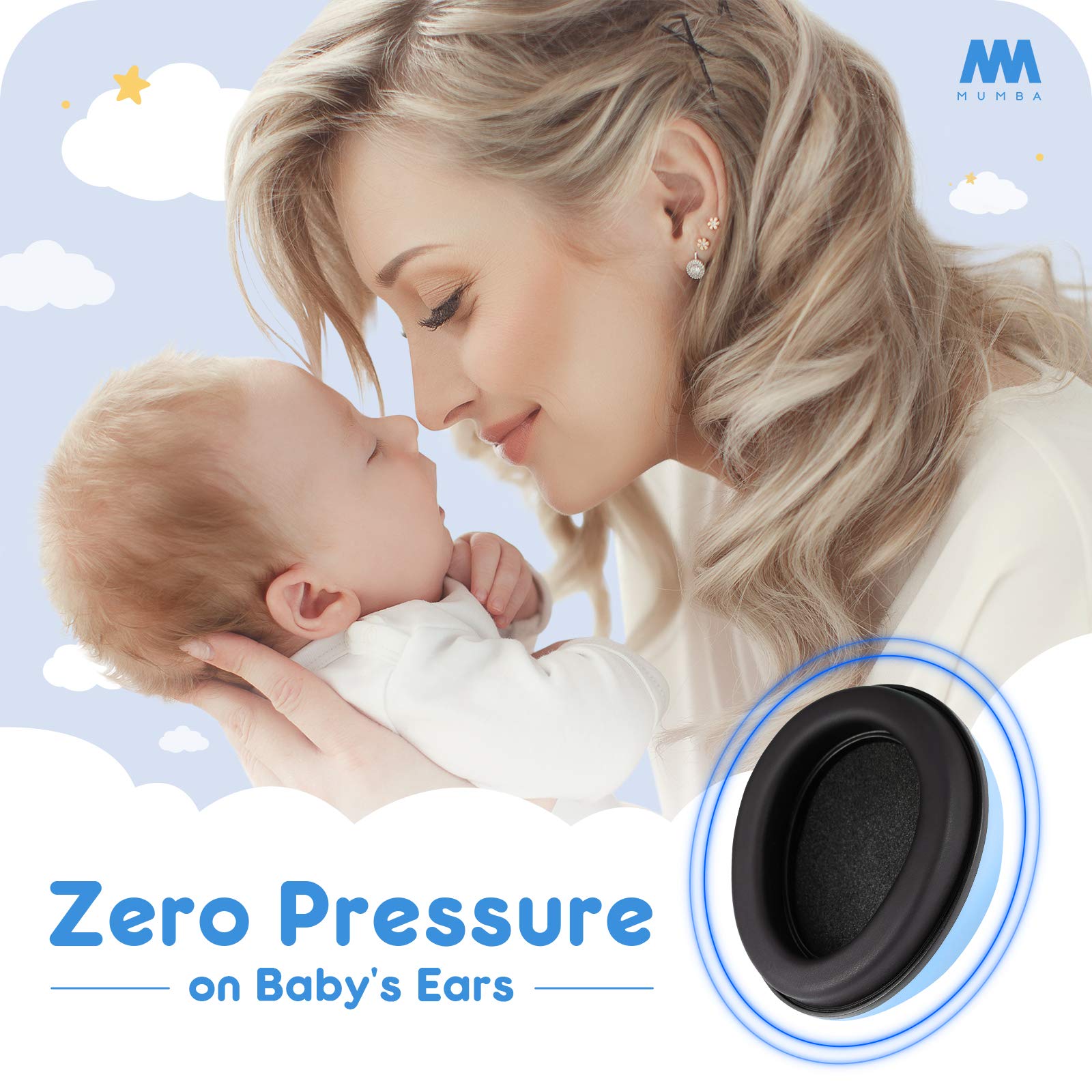 Mumba Baby Earmuffs deliver noise-reduction-31db for calmer surroundings.