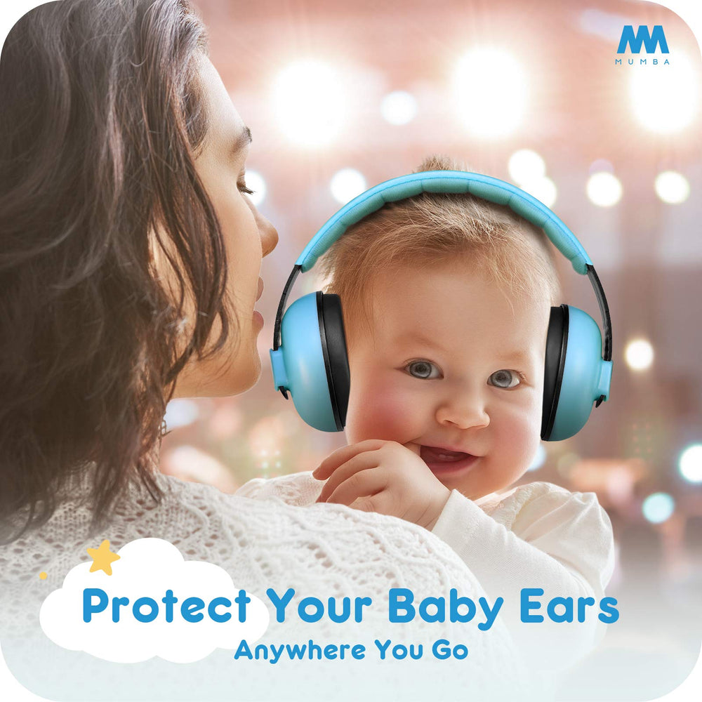 Mumba Baby Earmuffs with soft-padded-headband reduce irritation for long wear.