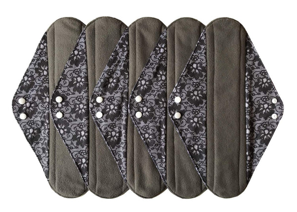 MUMBABY charcoal bamboo overnight pad, left view, for extended protection