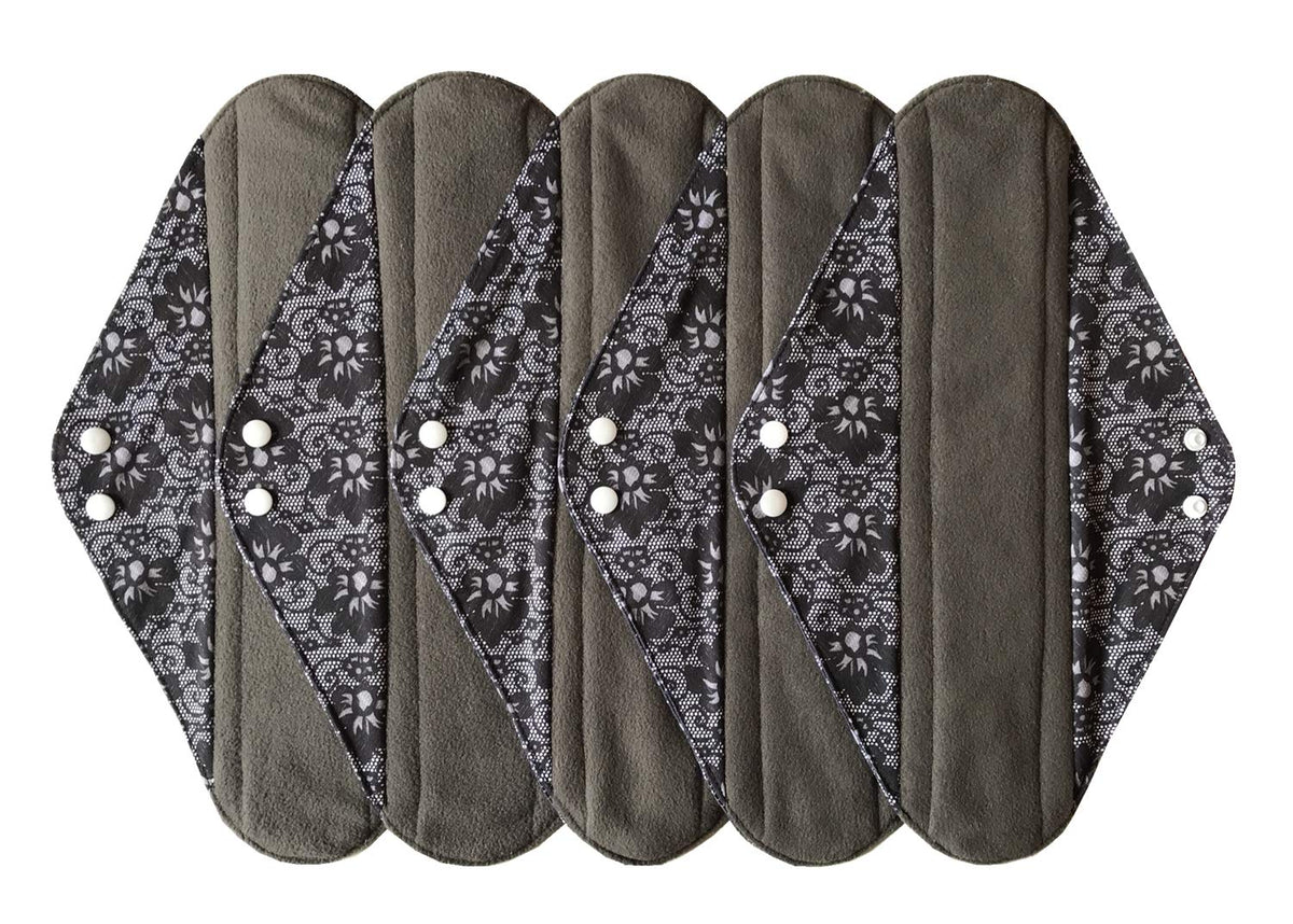 MUMBABY charcoal bamboo overnight pad, left view, for extended protection