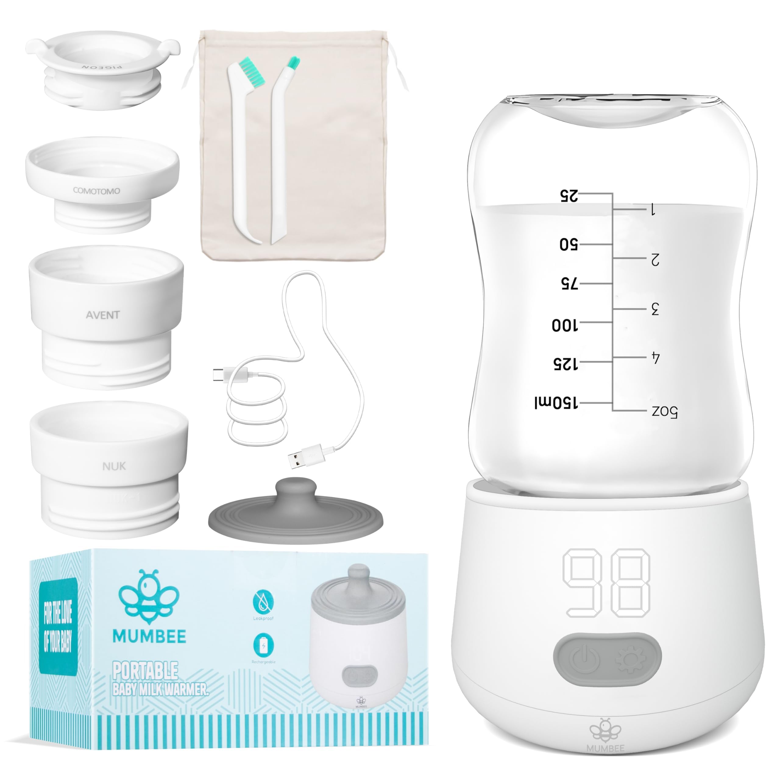MUMBEE portable bottle warmer on the go heats milk quickly for travel