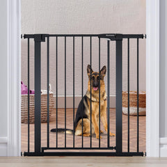 Mumeasy 36in dog gate demonstrates sturdy height for effective pet containment in doorways.