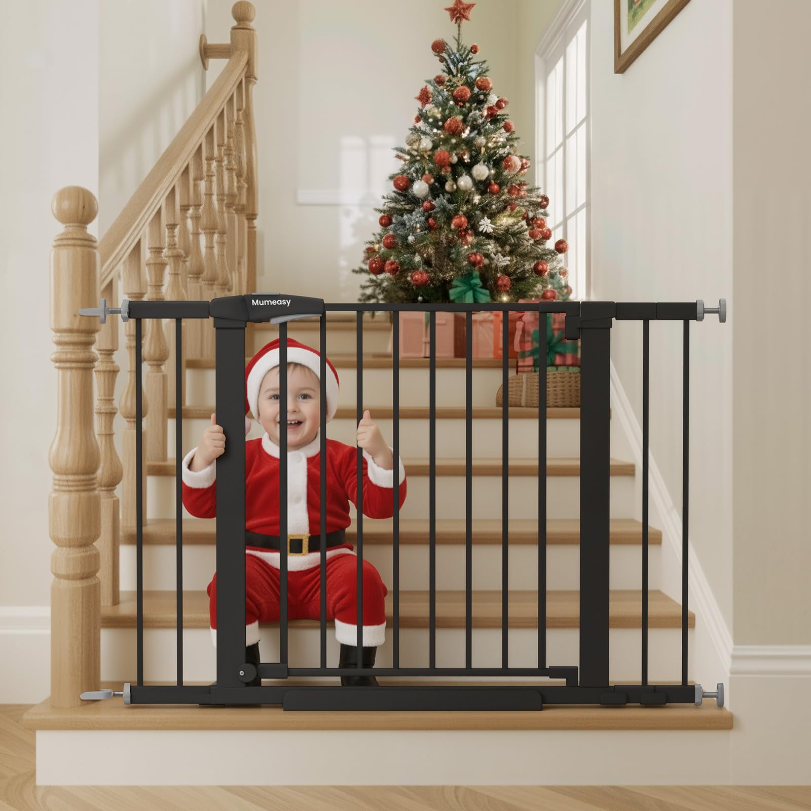 Mumeasy baby gate extended to 26-40 inches for versatile openings