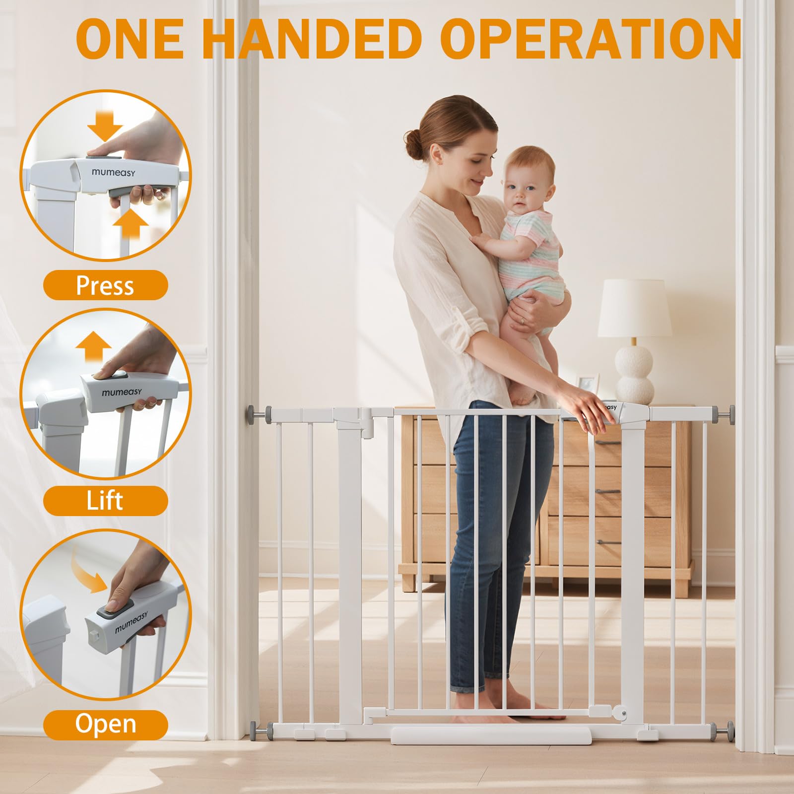 Mumeasy auto-close feature promotes safe, hands-free entry.