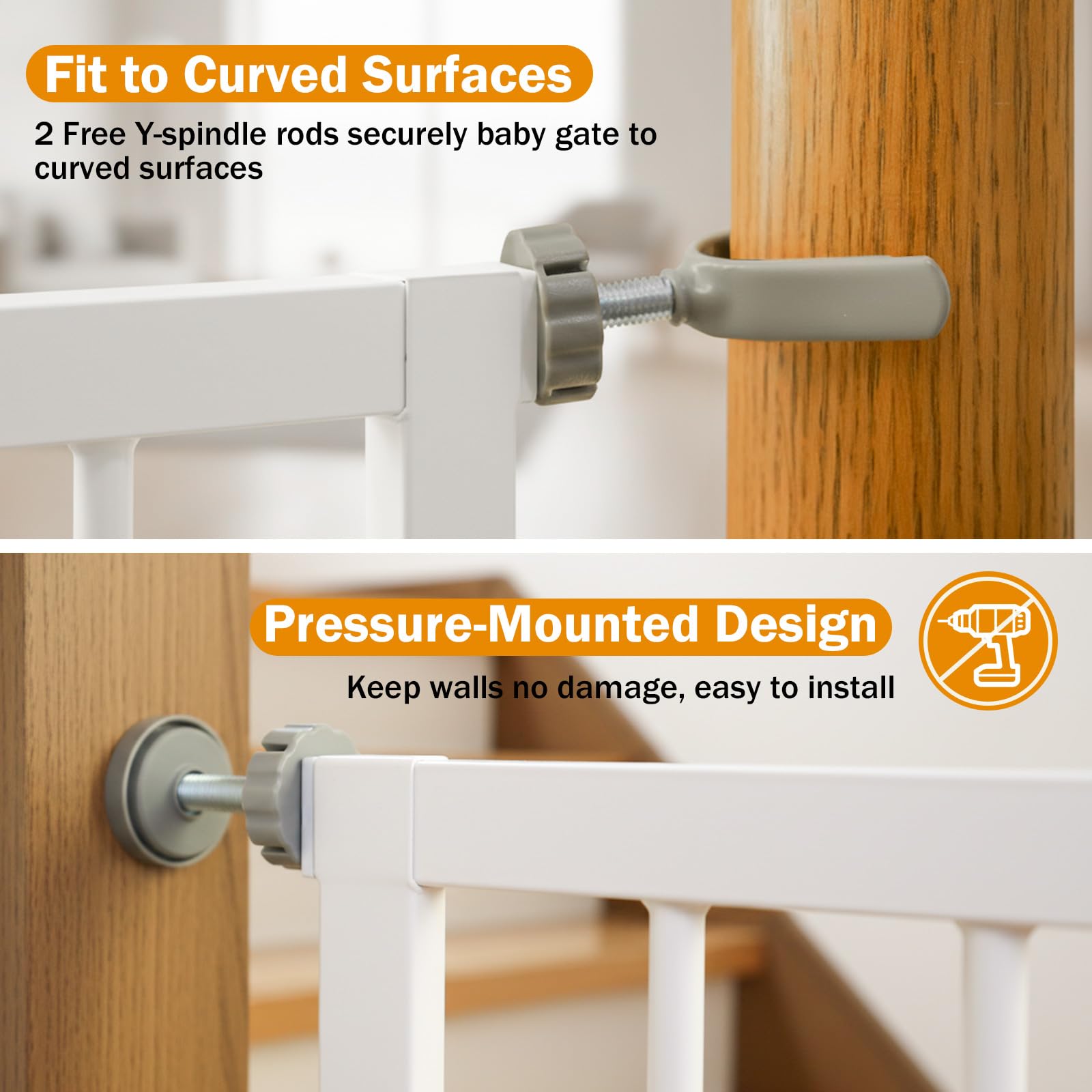 Mumeasy brackets fit curved stair rails for stable installation.