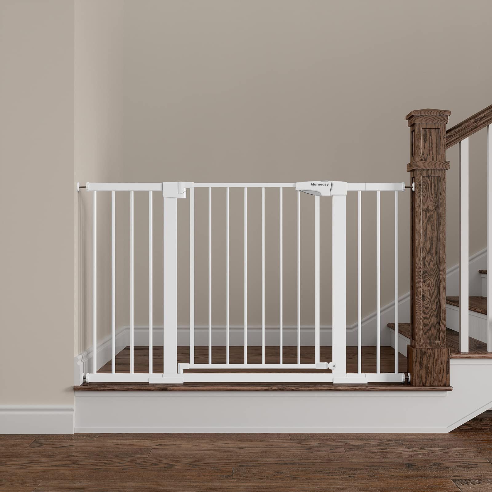 Mumeasy Baby Gate in closed walk-through setup for wide doorways.