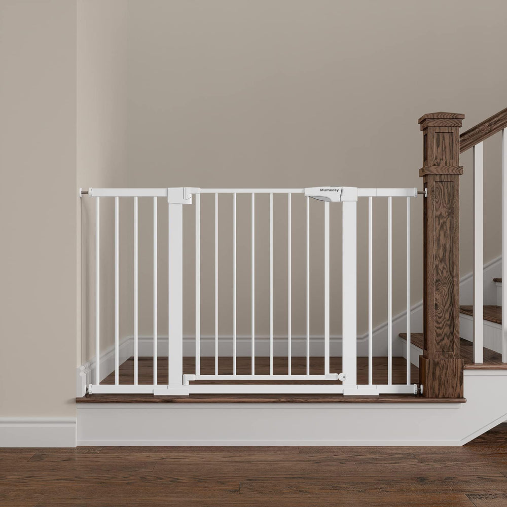 Mumeasy Baby Gate in closed walk-through setup for wide doorways.