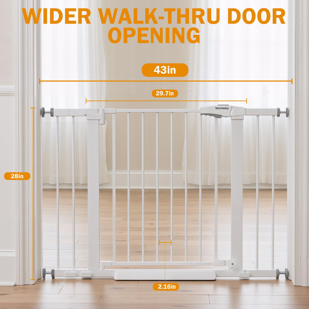 Mumeasy walk-through gate for doors eases one-handed passage.