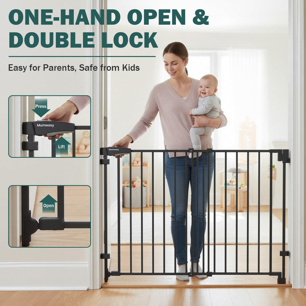 Mumeasy dual-lock system with one-hand operation for busy households.