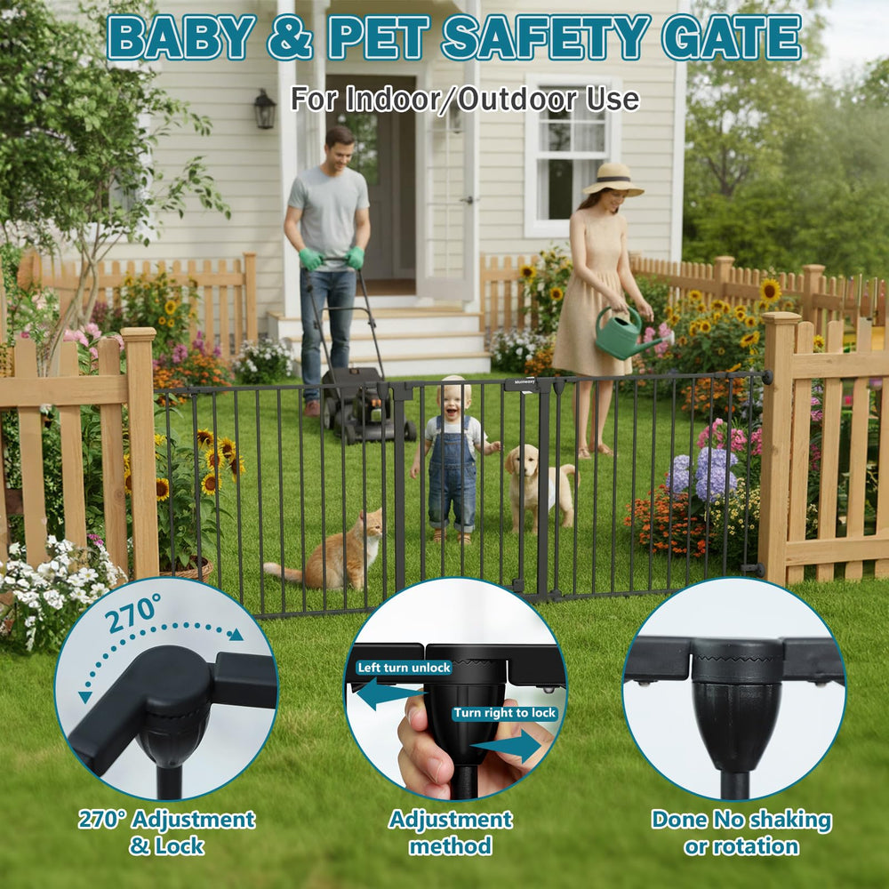 Mumeasy foldable gate folds flat for effortless storage and cleaning.