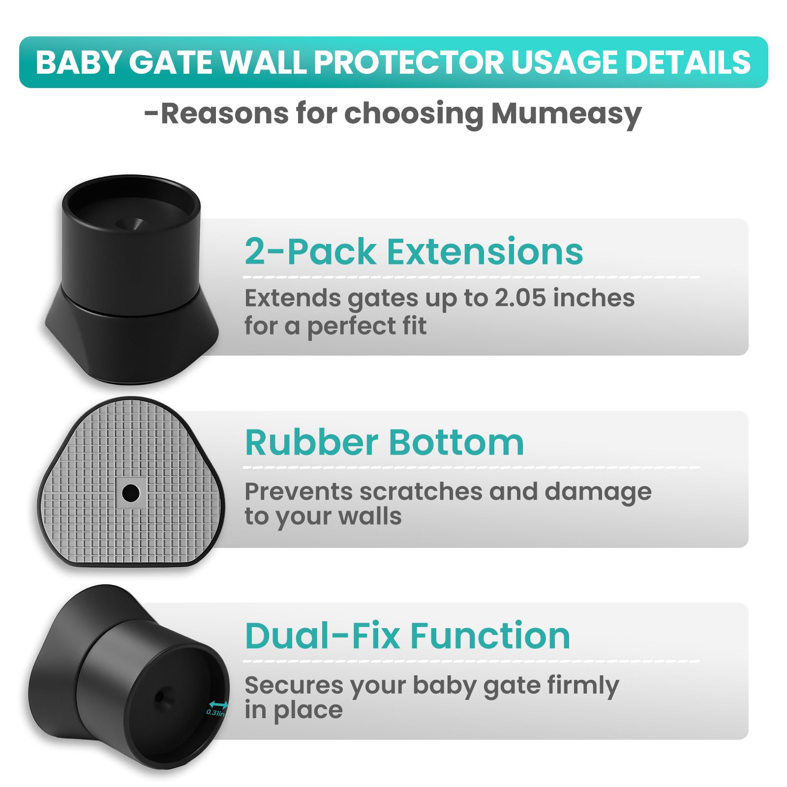 Mumeasy gate protection pads cushion doors and walls during gate contact.