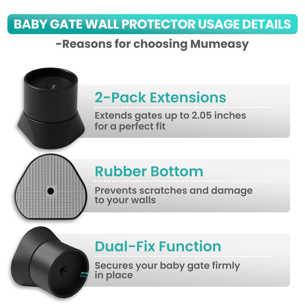 Mumeasy gate protection pads cushion doors and walls during gate contact.