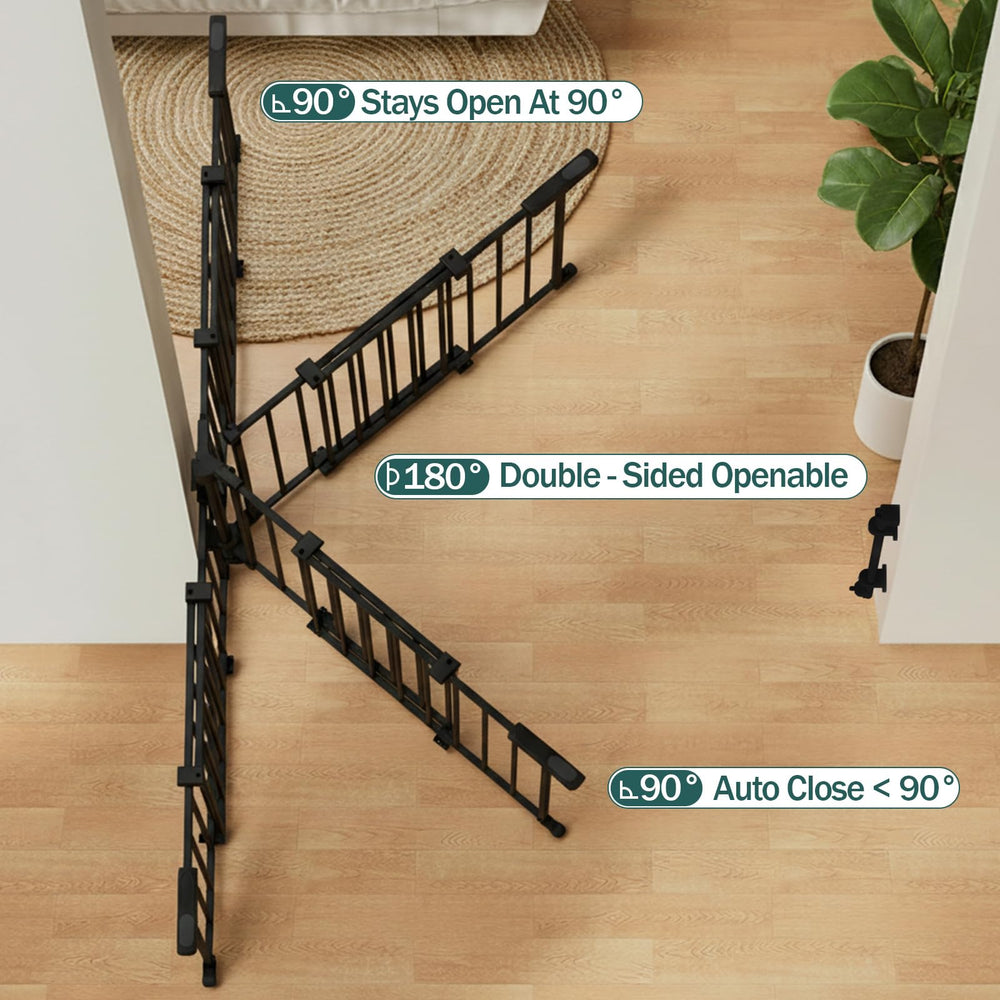 Mumeasy gate in a stairway setting demonstrating practical use and safety.