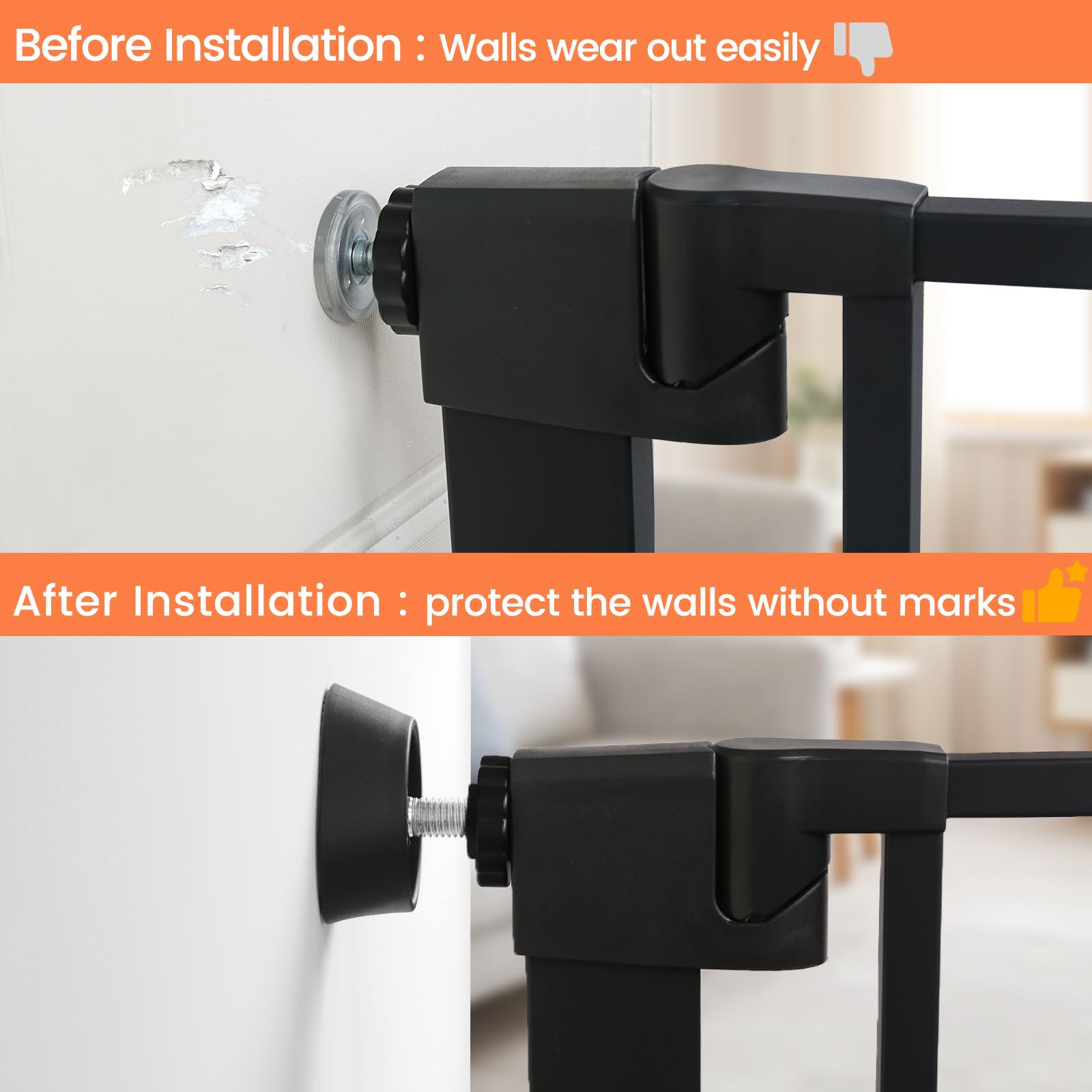 Secure wall cup protector setup for doorway use