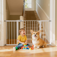 Mumeasy wide gate adapts from 29.7 to 51 inches for stairs and doorways