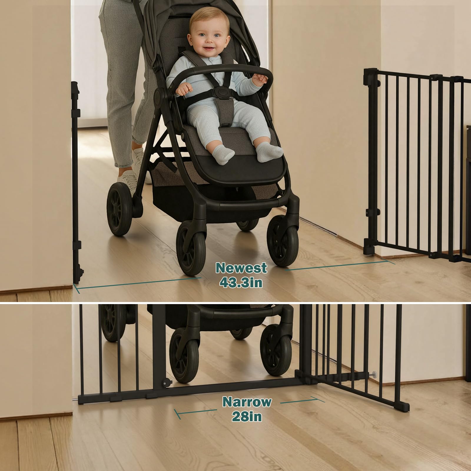Mumeasy wide opening 29.5-43.3 inches for stairways and hallways.