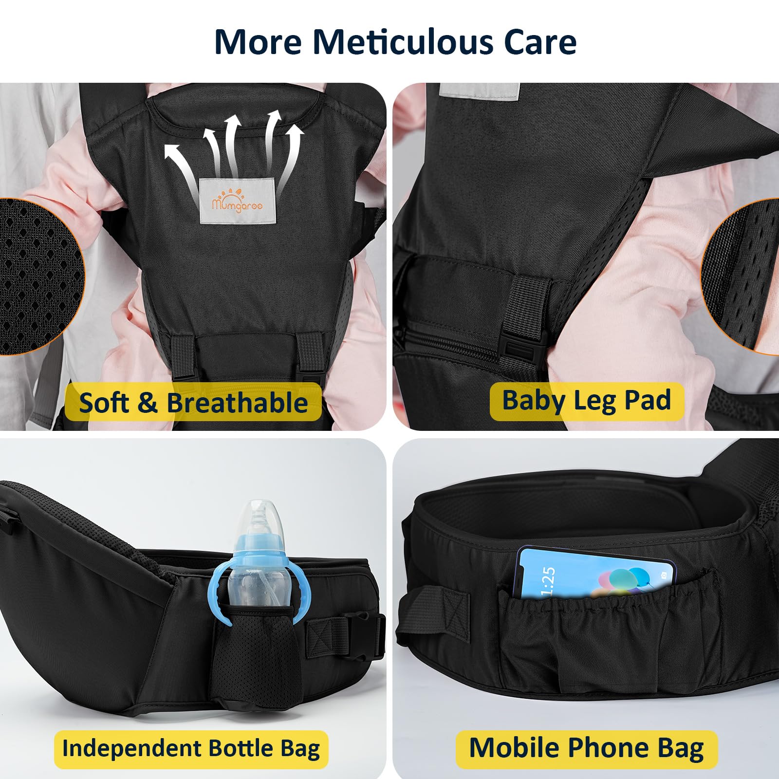 Mumgaroo adjustable shoulder straps provide a snug fit