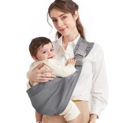 Mumgaroo grey baby sling carrier in pure cotton for soft, breathable comfort