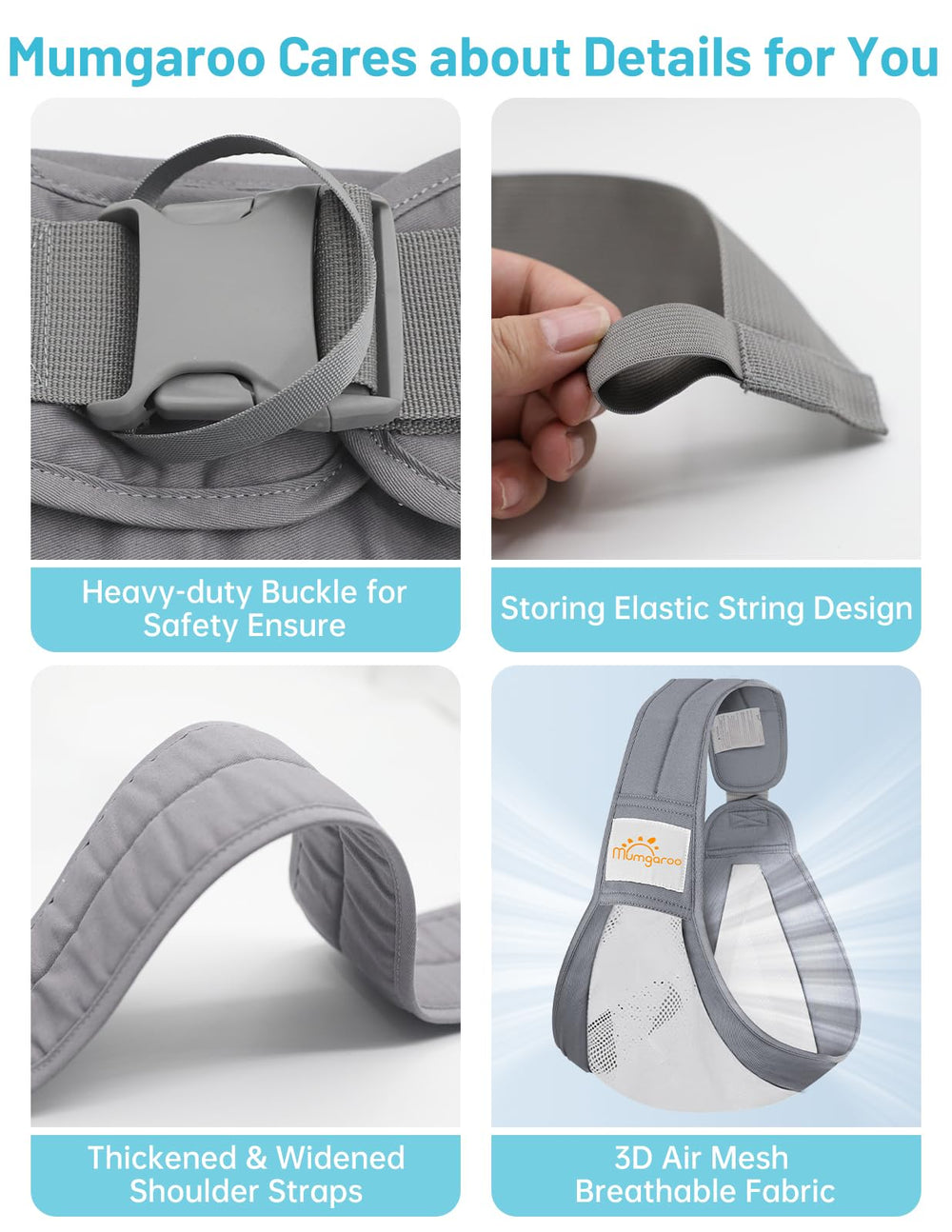 Mumgaroo sling worn by parent for hands-free daily tasks.
