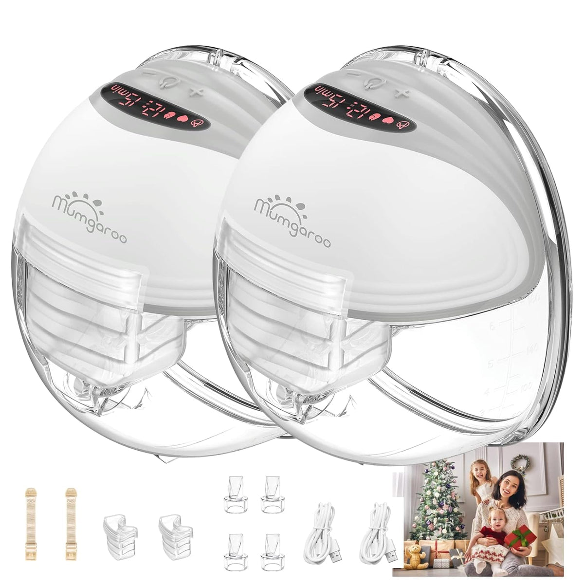 Mumgaroo hands-free wearable pump under clothes for privacy.