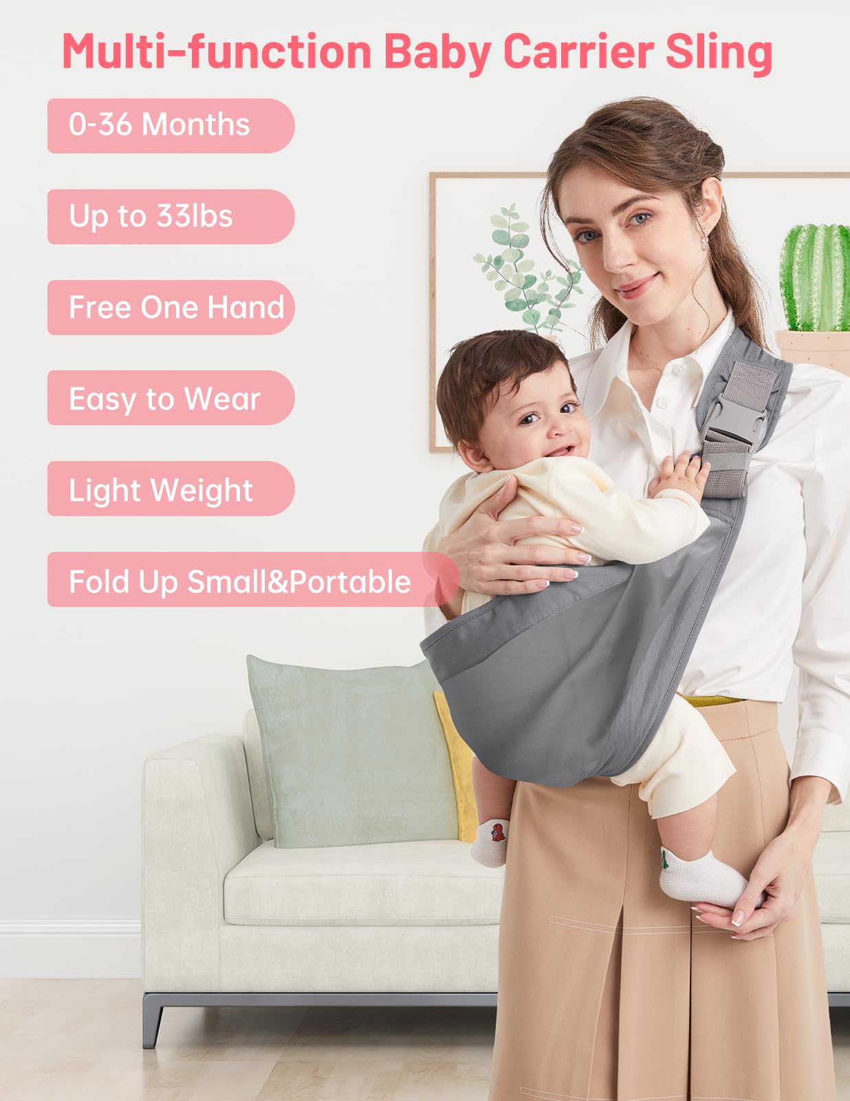 Mumgaroo sling suitable for 0-36 months and up to 33 lbs