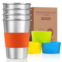 MUMIGUAN kids stainless steel cups with silicone sleeves offer easy grip and color differentiation.