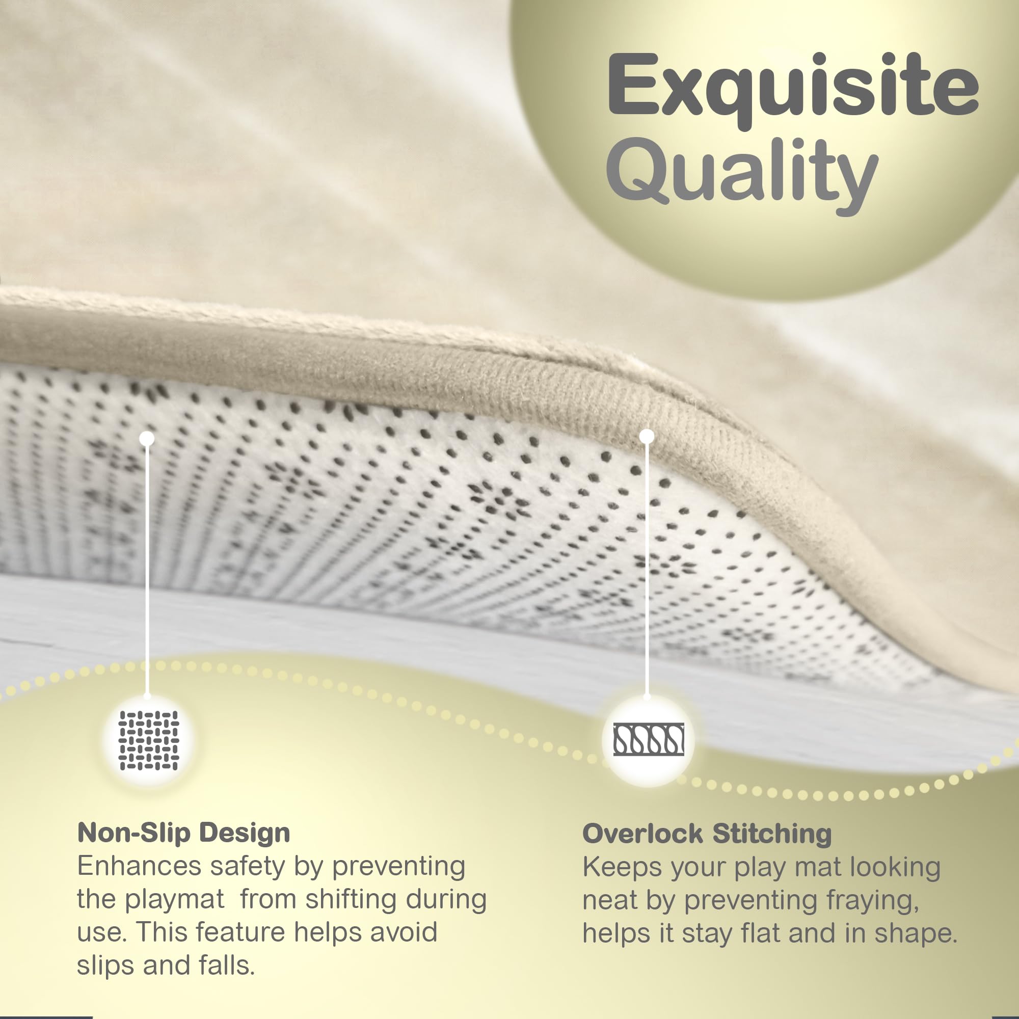 Mummentos Baby Play Mat features a non-slip bottom to stay put during play