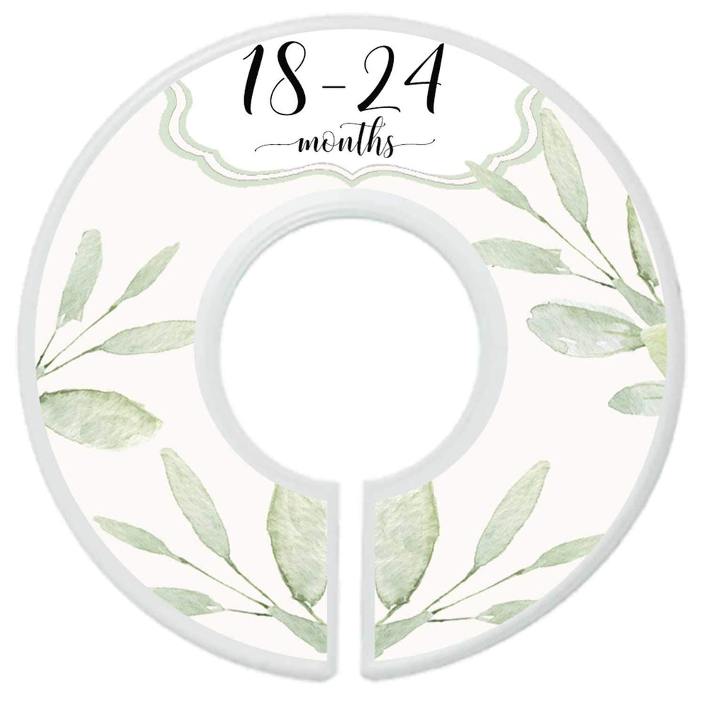 Mumsy Goose baby closet organization with greenery dividers in use.