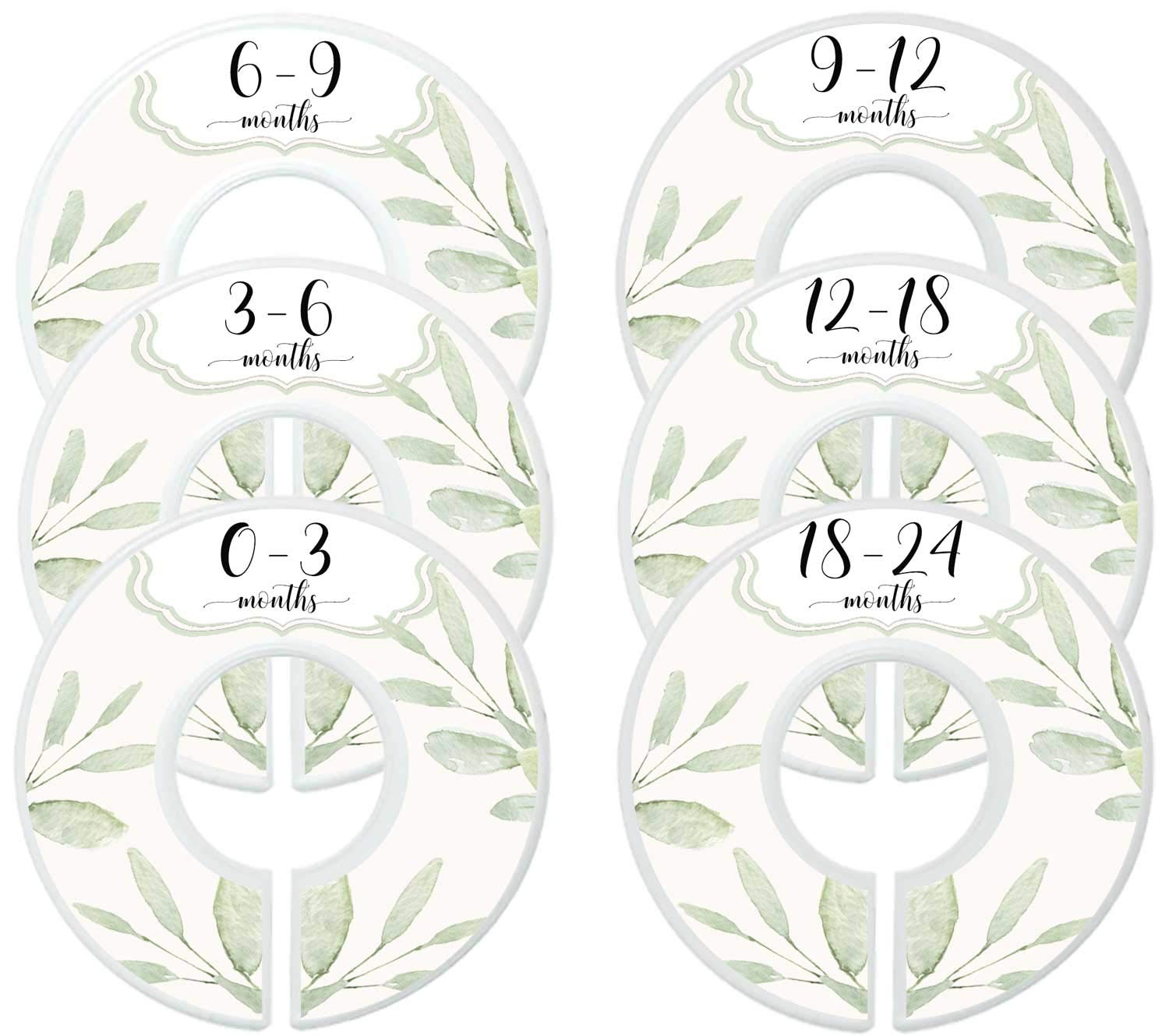 Mumsy Goose Baby Dividers greenery front view with easy-to-read labels.