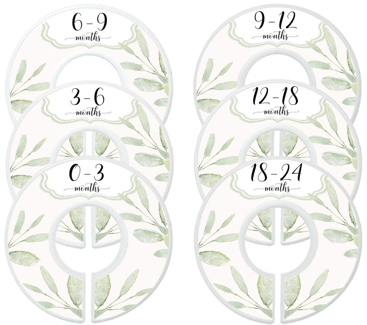Mumsy Goose Baby Dividers greenery front view with easy-to-read labels.
