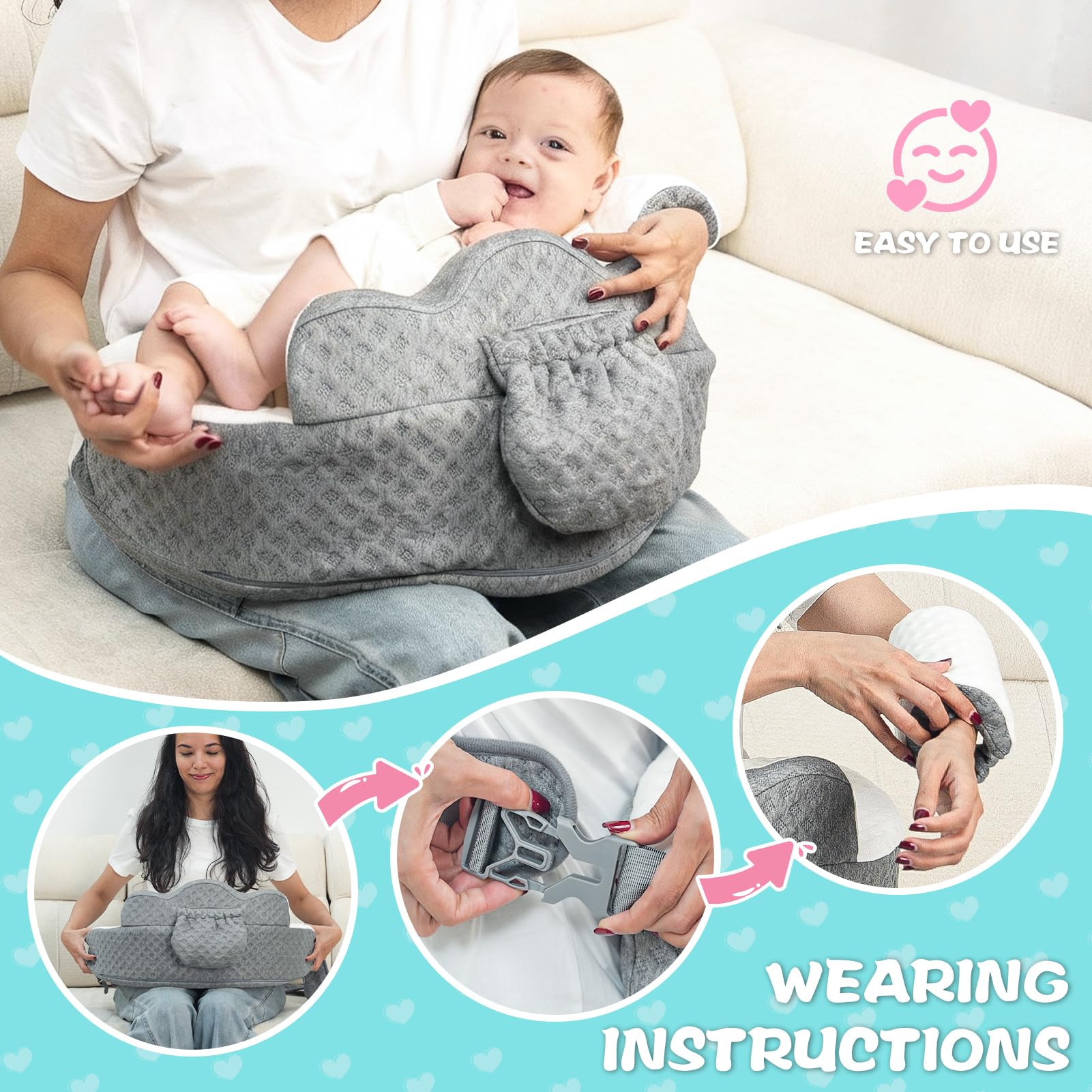 Mumykids thickened nursing pillow ergonomic design supports proper nursing posture
