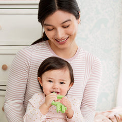 Munchkin Baby Toon Alligator ridged body massages gums during chewing.