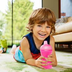 Munchkin Mighty Grip Sippy Cup Rose, front view, leak-proof for mess-free meals.